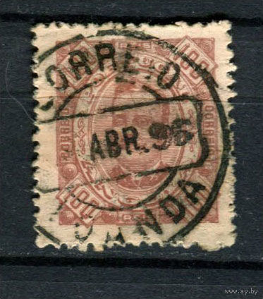 Португальские колонии - Ангола - 1894 - Король Карлуш I 100R 12 1/2 - [Mi.34Cy] - 1 марка. Гашеная.  (Лот 68AM)