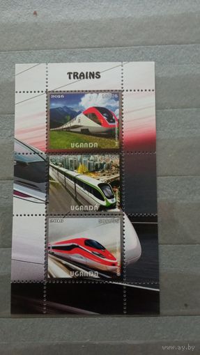 Серия блоков ЖД ПОЕЗДА   ТЕХНИКА  MNH