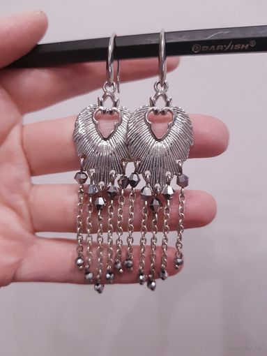 Серьги листики с кристаллами, Чехия