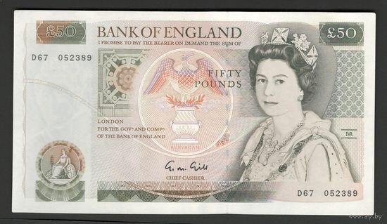 Великобритания 50 фунтов образца 1981 года. Подпись G. M. Gill. Тип P-381b. Состояние аUNC!