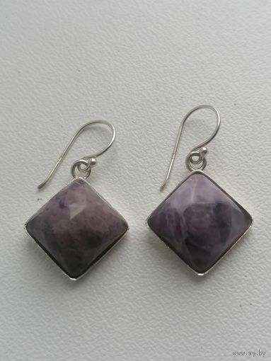 Серьги, серебро 925 пр аметист торги с Рубля