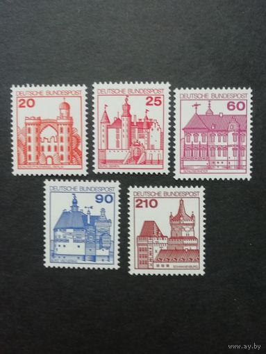 ФРГ 1979 Пять марок из серии "Стандарт. Памятники архитектуры" (чистые**) Mi.995-998,1028 каталог 10.00 евро