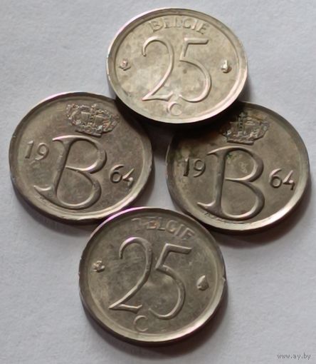 Бельгия. 25 сантимов 1964 года.