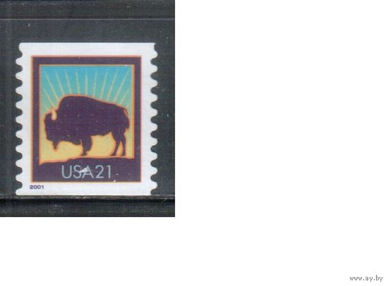США-2001 (Мих.3437 BС) , * (без клея) , Стандарт, Фауна, Бизон(одиночка),