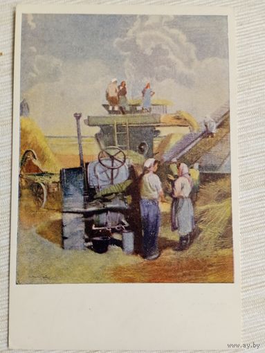 1950. соцреализм. Пименов. На молотилке