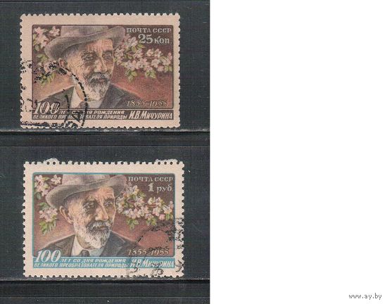 СССР-1956 (Заг.1805,1807)  гаш.(с клеем), Мичурин