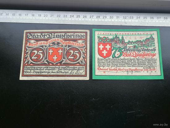 Германия-нотгельд  25 75 пфеннигов  1921 Lippspringe.