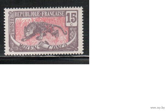Конго(Французское)-1907,(Мих.6) * , Фауна, Леопард,
