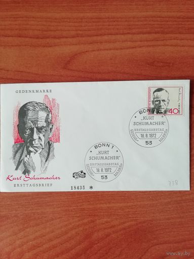 ФРГ 1972 КПД с маркой "20-ая годовщина со дня смерти Курта Шумахера" Мi: 738
