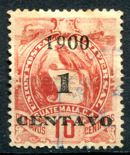 Гватемала - 1900г. - гватемалский квезал, герб, надпечатка - 1 марка - полная серия, гашёная [Mi 95]. #4-W1-123-A-1