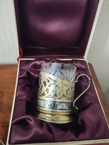 Подстаканник, серебро, 875-я проба. Кубачи, 87 грамм.