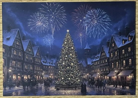 Открытка новогодняя чистая 10х15 см.