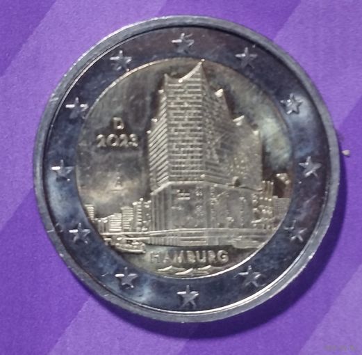 2 евро 2023 г  Германия Гамбург