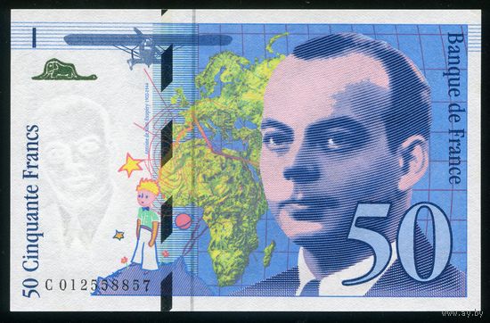 Франция 50 франков 1993 г. P157b. Серия C. UNC
