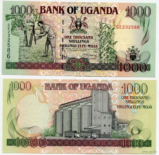 Уганда. 1000 шиллингов (образца 1996 года, P36b, UNC)