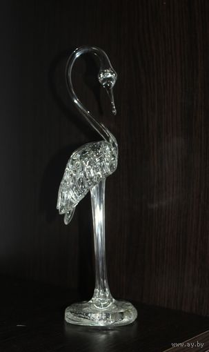 Стеклянная, декоративная статуэтка "Фламинго".
