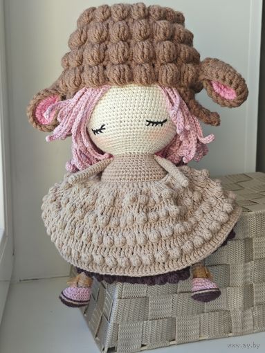 Девочка-овечка Плюшевая вязаная мягкая игрушка амигуруми интерьер ручная работа handmade кукла