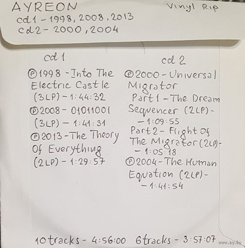 CD MP3 AYREON - 2 CD - Vinyl Rip (оцифровки с винила)