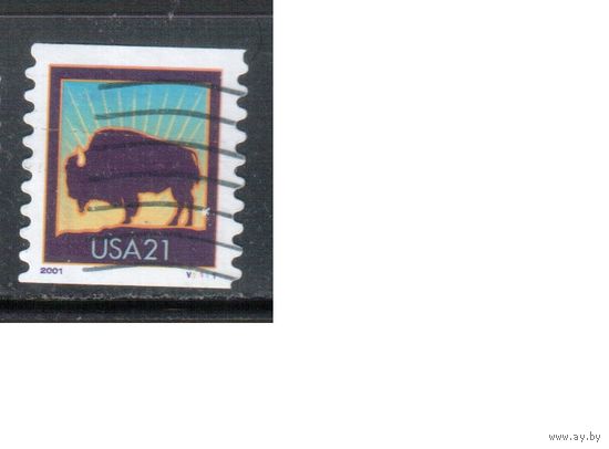 США-2001 (Мих.3437 BС) , гаш. , Стандарт, Фауна, Бизон(одиночка),