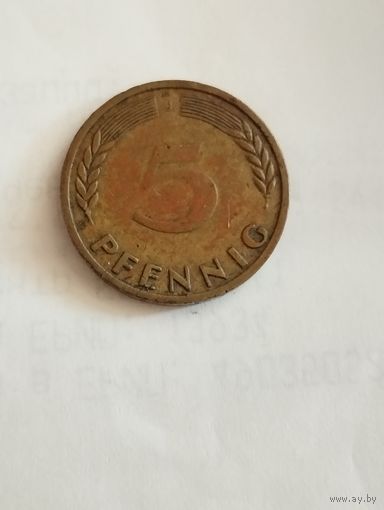 5 пфеннигов 1949 г.J Германия.