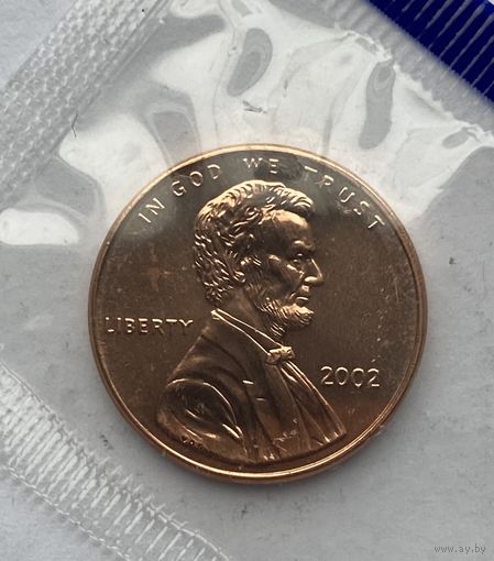 США 1 цент 2002 г. В запайке