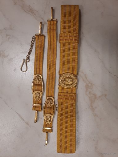 Парадный Адмиральский ремень с подвесами под кортик. Львы злые.