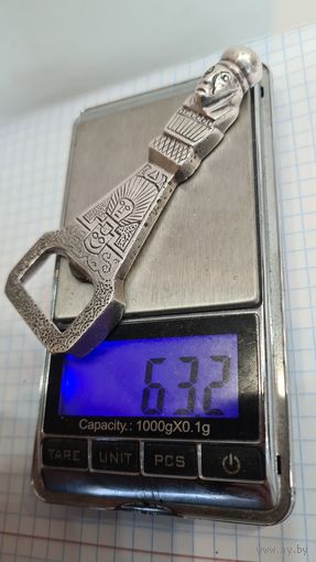С 1 РУБЛЯ ! СЕРЕБРО ОТКРЫВАЧКА ПИВО 63,2 гр. 925 проба ИНДЕЙЦЫ БОГИ МАЙЯ
