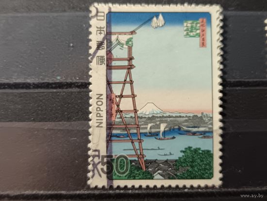 Япония, 1978. Гравюра. Деревянная башня храма Эко-ин