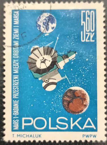 Польша 1964. Советская космическая миссия Марс-1. Марка из серии