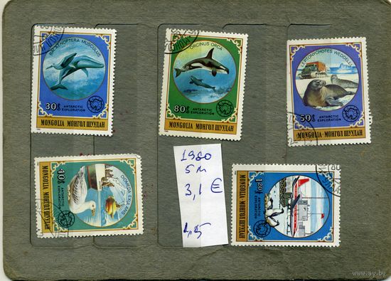 МОНГОЛИЯ, 1980,  ФАУНА АНТАРКТИКИ, 5м  ( справочно приведены номера и цены по Michel)