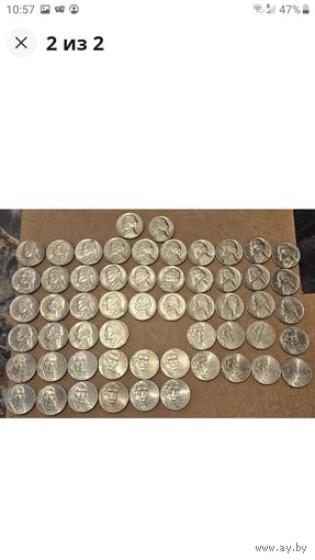 5 центов (никель) 1968-2025 МД Денвер погодовка 56 монет