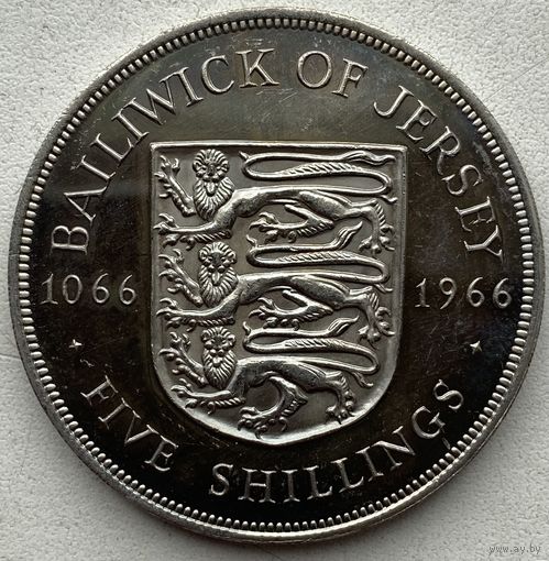 Джерси 5 шиллингов 1966 г. 900 лет битве при Гастингсе. Пруф