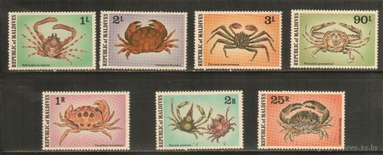 Мальдивы-1978(Мих.780-786) , **  , Морская  Фауна , Крабы (полная серия)