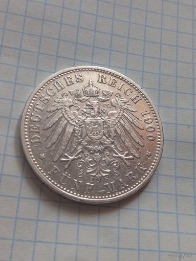 5 марок 1900 года. Бавария.