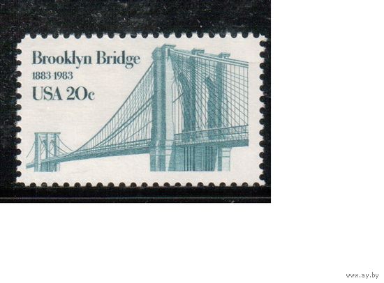 США-1983, (Мих.1630) , ** , Бруклинский мост, (одиночка),