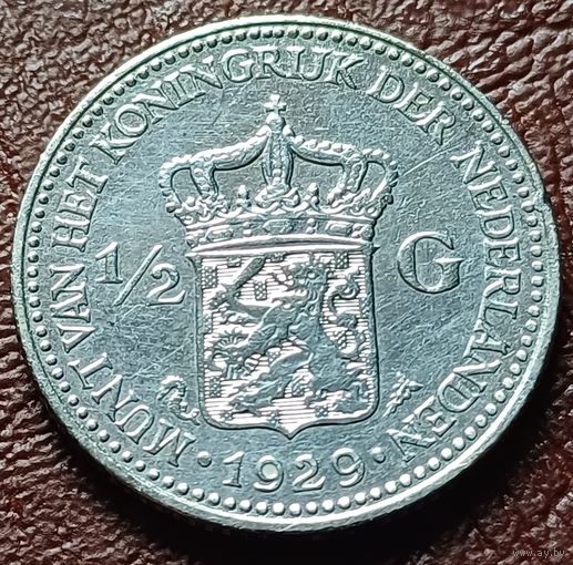 Нидерланды 1/2 гульдена, 1929    ( 1-4-5 )