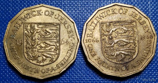 Джерси 1/4 шиллинга. 1964, 1966 г. 900 лет биттве при Гастингсе. Цена за 2 шт.