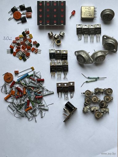 Радиодетали: транзисторы, диоды, конденсаторы,реле, герконы.