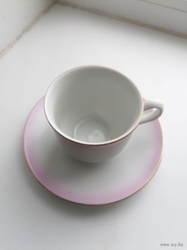 Чайная пара Чехословакия, нежно - розовая