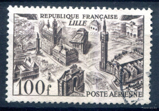 Франция - 1949/50г. - архитектура, авиапочта, 100 fr - 1 марка - гашёная [Mi 861]. #2-Fr-61-A-2