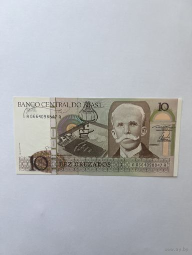 Бразилия. 10 крузадо. 1987 год. А0664098847А. UNC