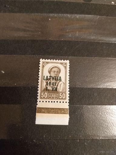 1941 Германия Рейх оккупация СССР (Латвии) дорогая концовка серии разновидность надпечатки зелено-черная чистая MNH** (3-12)