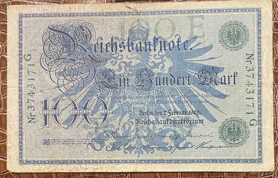 Банкнота 100 марок 1908 год. Германская империя.