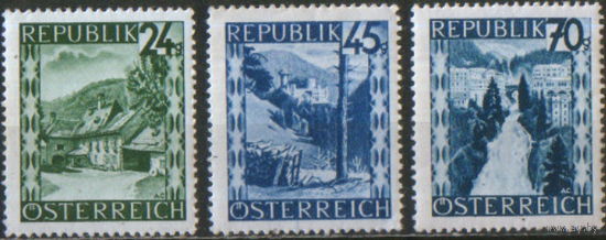 3 марки из серии 1946г. Австрия "Ландшафты" MVLH