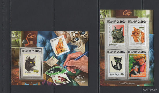 Фауна Кошки Уганда 2013** Домашние животные, Живопись Кошки на марках мира