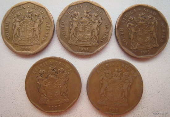 ЮАР 20 центов 1993, 1994, 1995, 1997 гг. Цена за 1 шт.