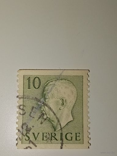 Марка Швеция 1951 год с изображением короля Густава VI Адольфа.