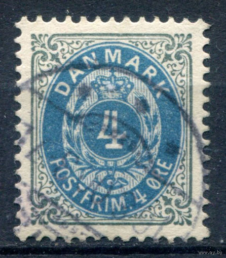 Дания - 1875/1903г. - 4 Ore, wz 1 Y, перфорация 12 3/4 - 1 марка - гашёная. Без МЦ!