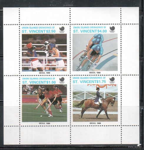 Сент-Винсент(Гренадины)-1988 , ** , Спорт, Велоспорт , Бокс, Лошади, ОИ-1988