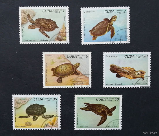 Куба 1983 г. Морские черепахи. Фауна, полная серия из 6 марок #0039-Ф2P7